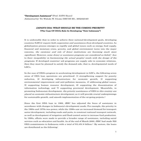 Japan’s ODA: What Should be the Coming Priority?