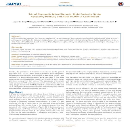 Trio of Rheumatic Mitral Stenosis, Right Posterior Septal Accessory Pathway a...