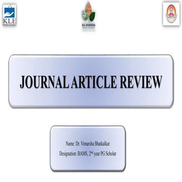 Journal article review by Dr. Vimarsha Bhatkalkar