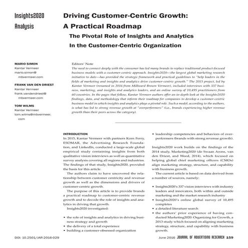 Journal of Advertising Research (JAR) - Driving Consumer-Centric Growth