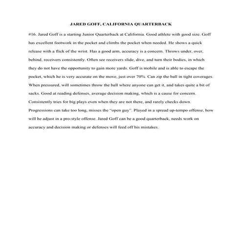 Jared Goff, QB - Cal