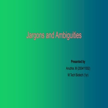 Jargons and ambiguities