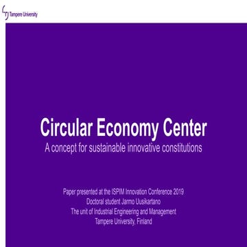 Circular Economy Center: Creating a General Concept for Circular Economy Cons...