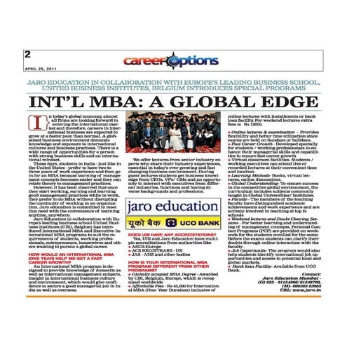 Jaro education in collaboration with ubi intl. mba a global edge 25-4 ...