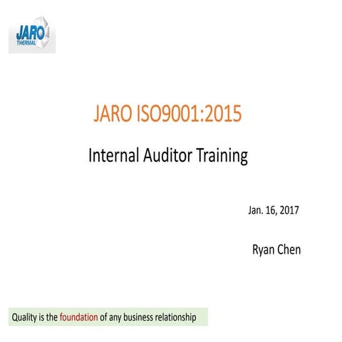JARO Thermal ISO9001 2015 internal auditor training  20170118