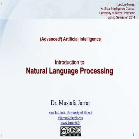 Jarrar: Introduction to Natural Language Processing