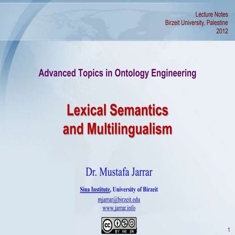 Jarrar.lecture notes.lexicalsemanticsandmultilingualism