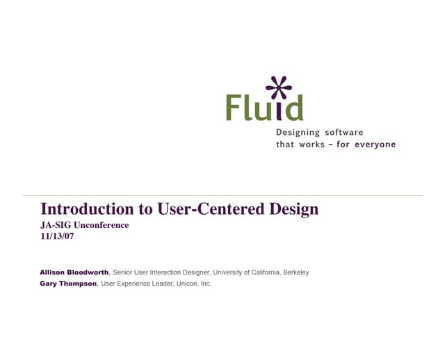 Introduction to User-Centered Design