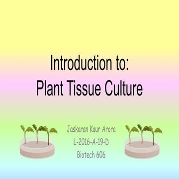 Introduction to: Plant Tissue Culture