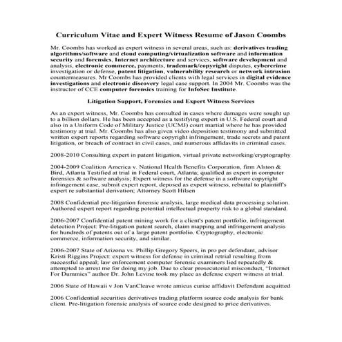 Jason Coombs Expert Witness CV