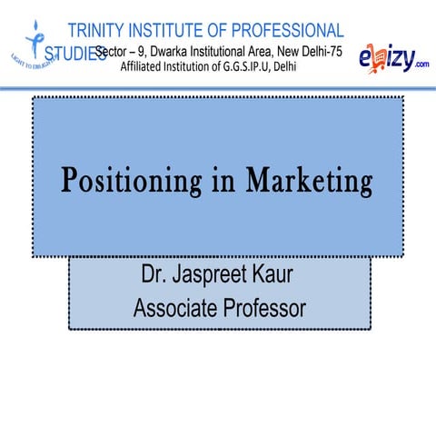 Positioning in Marketing