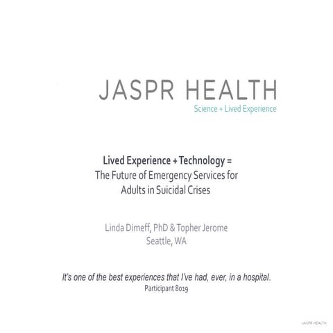 American Association for Suicidology (2020), Jaspr Health (DIMEFF) | PPTX