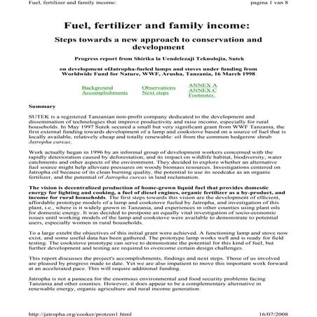 Fuel, Fertilizer and Family Income: Steps towards a New Approach to Conservat...