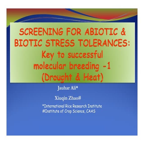 Jauhar ali. vol 2. screening for abiotic and biotic stress tolerances