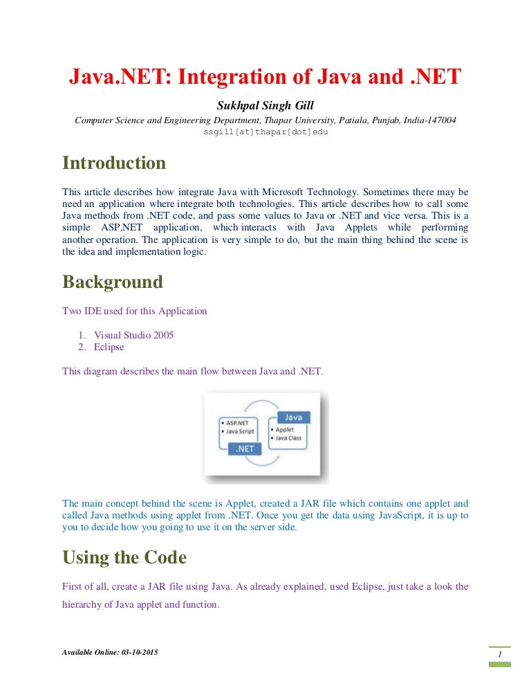 Java.NET: Integration of Java and .NET