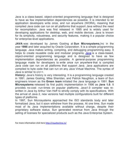 java.docx | Programming Languages | Computing