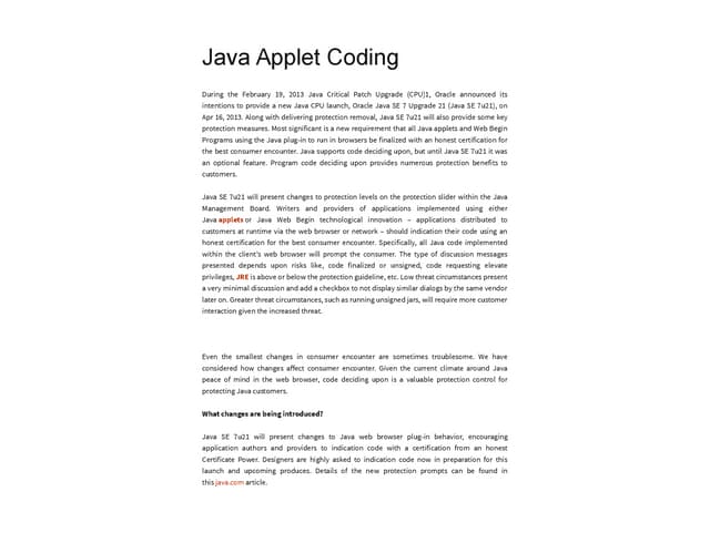 Java applet-code