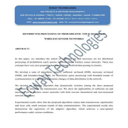Java  distributed processing of probabilistic top-k queries in wireless senso...