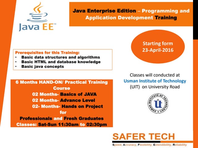 Java EE - Programming and Application Development Training in Karachi, Pakistan