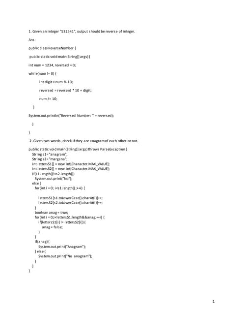 Find the output of the following code (Java for ICSE) | PDF