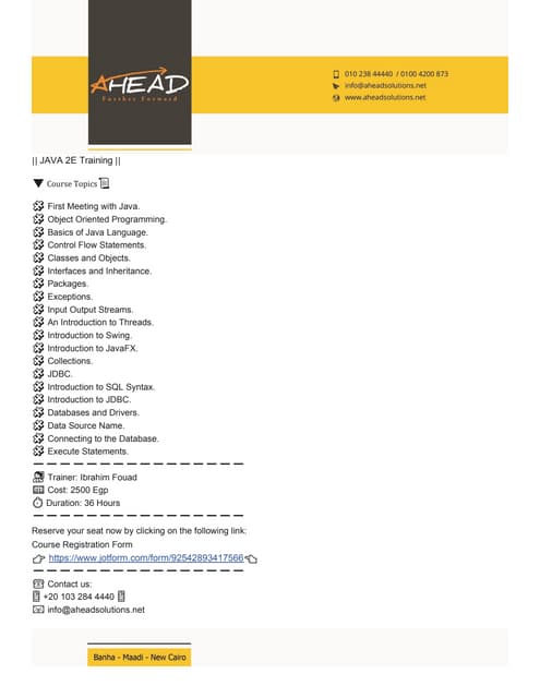 Java 2 e training
