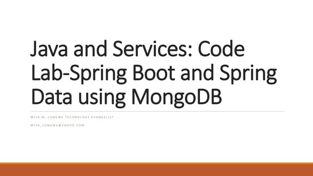 Java and services code lab spring boot and spring data using mongo db