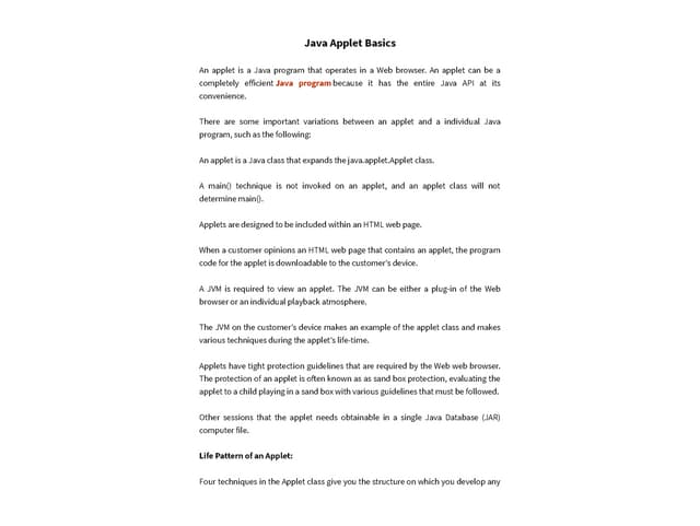 Java applet basics | PPT