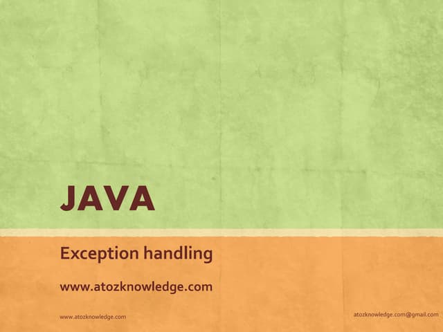 Java Exception handling