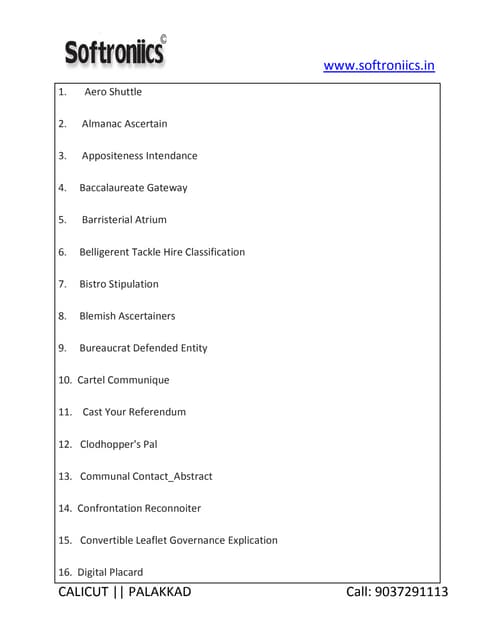 Java based project ideas from softroniics
