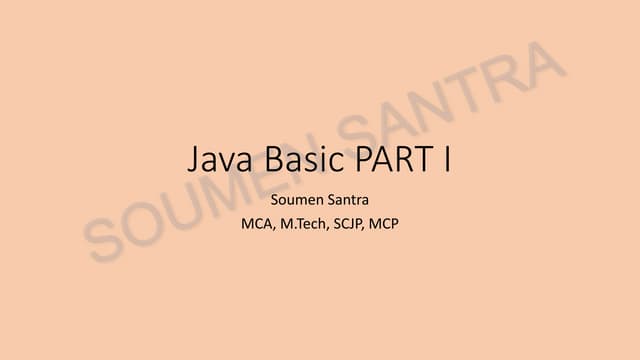 Java Basic PART I