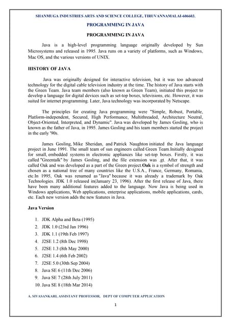 JAVA BOOK BY SIVASANKARI | PDF
