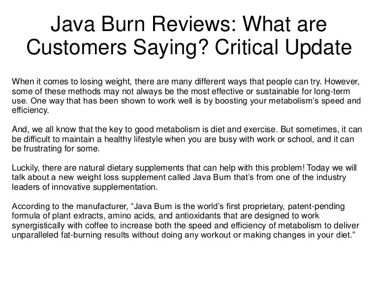 Java burn reviews what are customers saying critical update