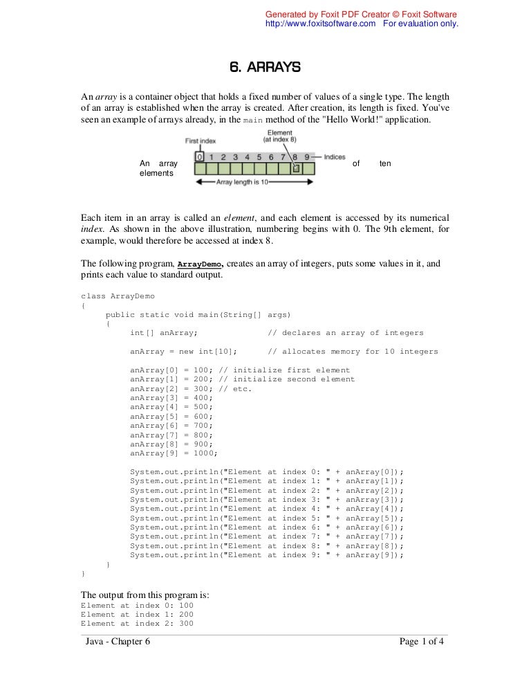 Java Chapter 6 Arrays Syntax And Use