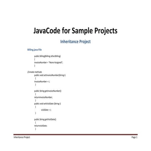 Java Code for Sample Projects Inheritance | PPT