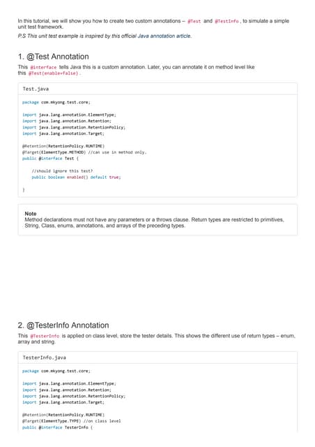 Java custom annotations example
