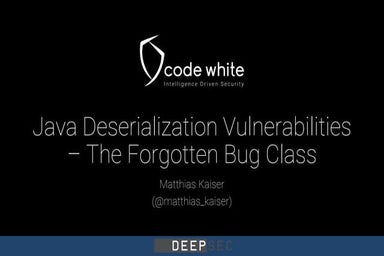 Java Deserialization Vulnerabilities - The Forgotten Bug Class (DeepSec Edition)