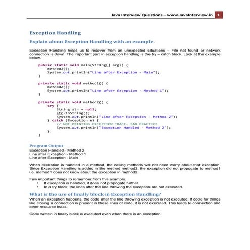 Java exception handling | PDF