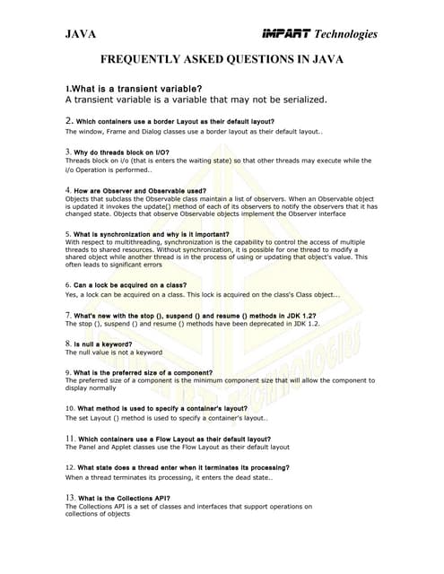 Java faq's