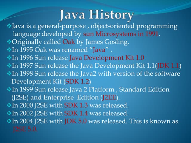 JAVA HISTORY