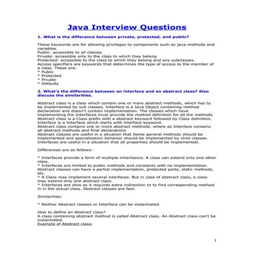 Java questions for viva