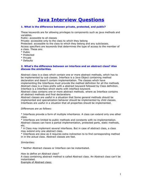 Java questions for viva