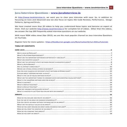 Java interview questions | PDF | Programming Languages | Computing