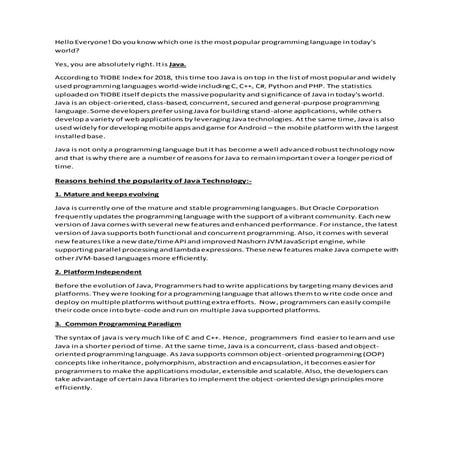 Java in today's world