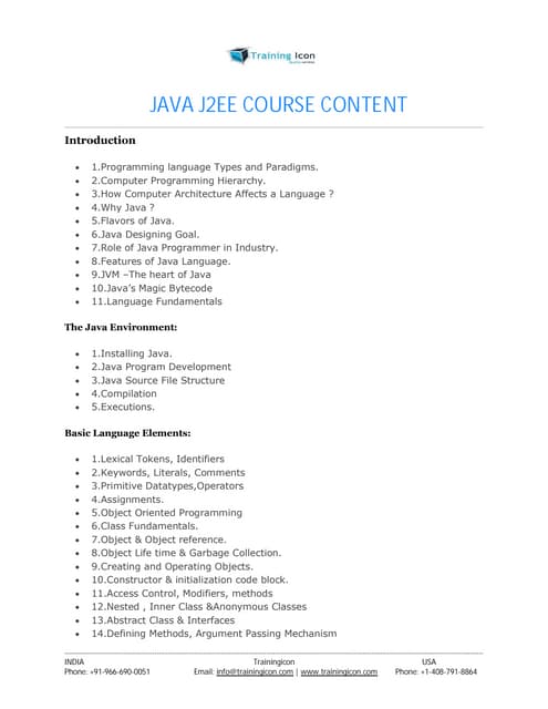 JAVA J2 EE ONLINE TRAINING