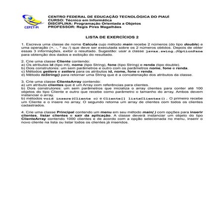 Java Lista Exercicios 02