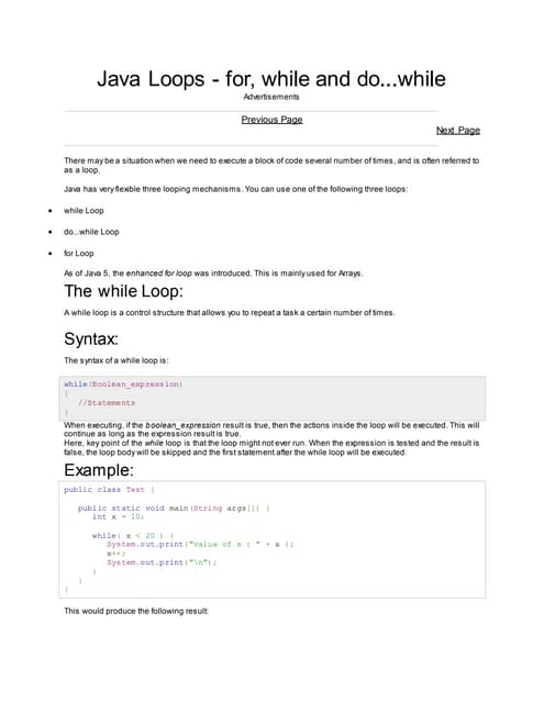 While loops | PDF