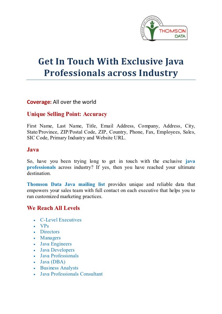 Java Mailing Lists Java Users Email List Java Users Lists
