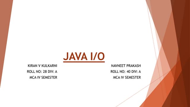 Java I/O and Object Serialization