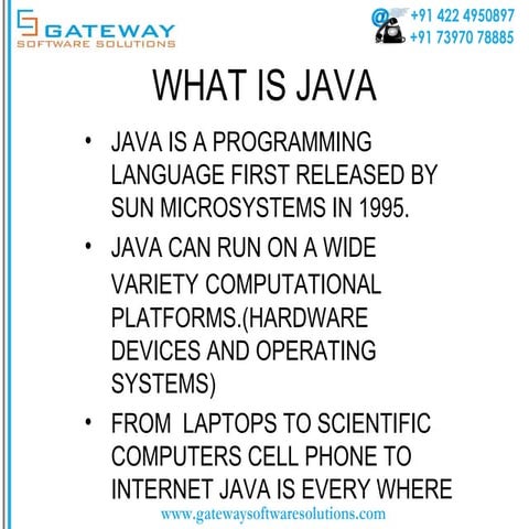 Java Training at Gateway Software Solutions,Coimbatore | PPT
