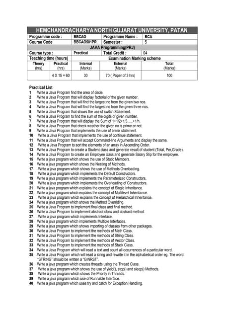 Final JAVA Practical of BCA SEM-5. | PDF